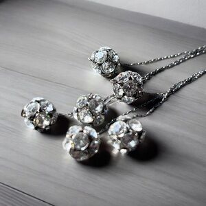 Silver Tone Disco Ball Drop Dangle Long Earrings Party